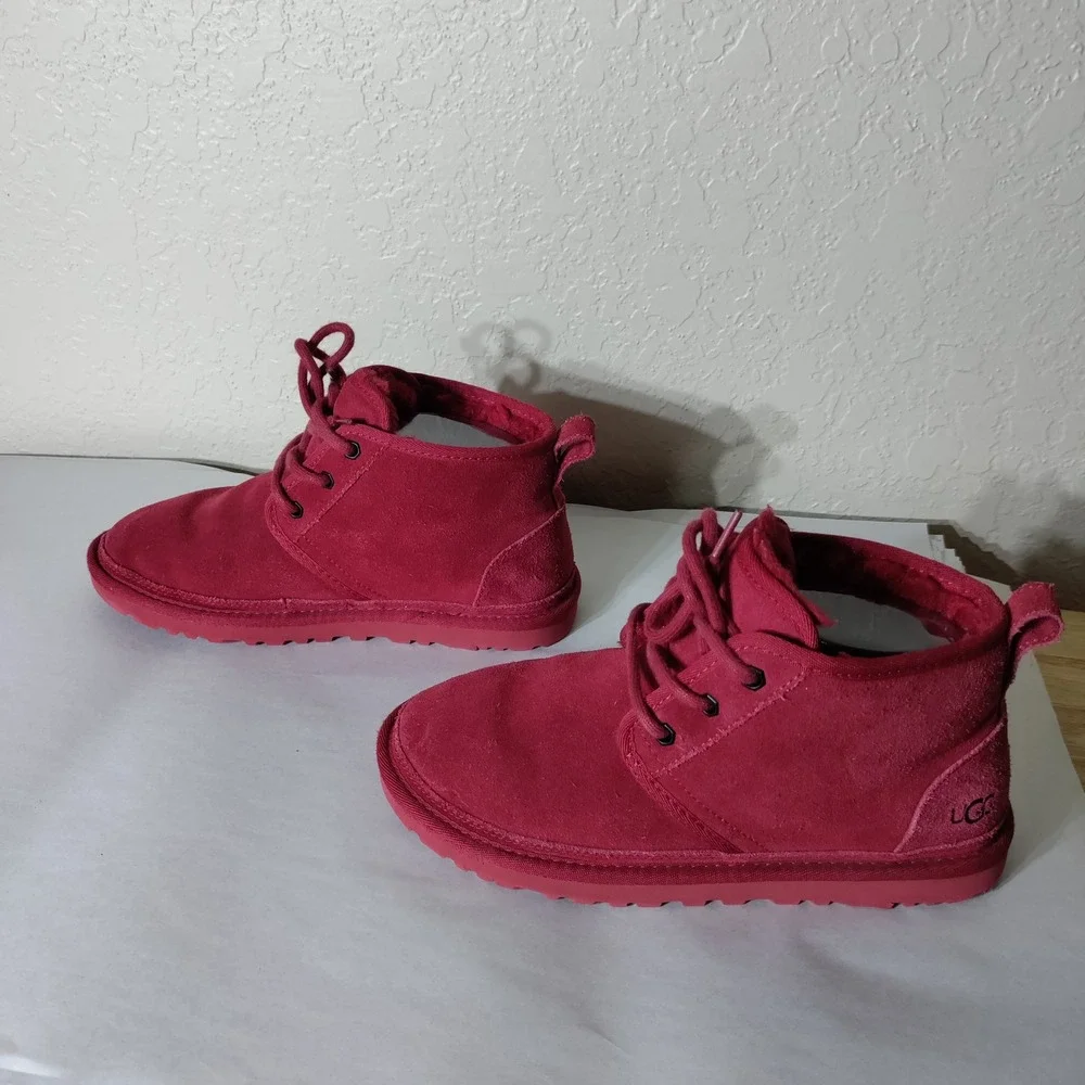 UGG Red Suede Lace Up Chukka Boots Womens 7 1094269